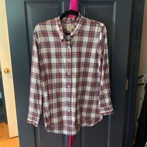 Barbour Red and White Plaid Button Down Shirt